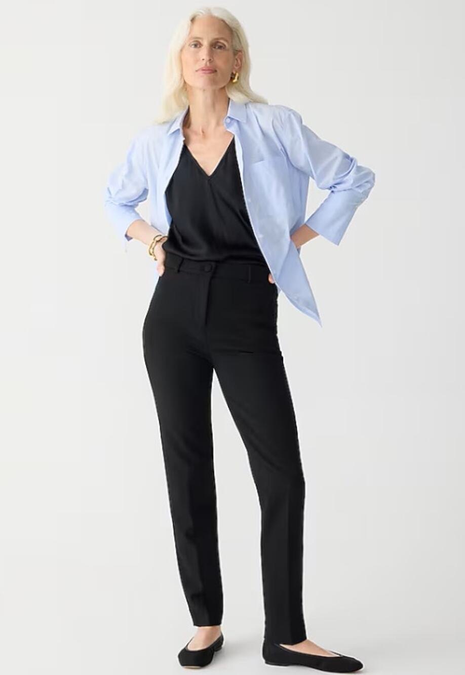 J.Crew High Rise Cameron Seasonless Stretch Pants Womens 10 Black Straight Leg